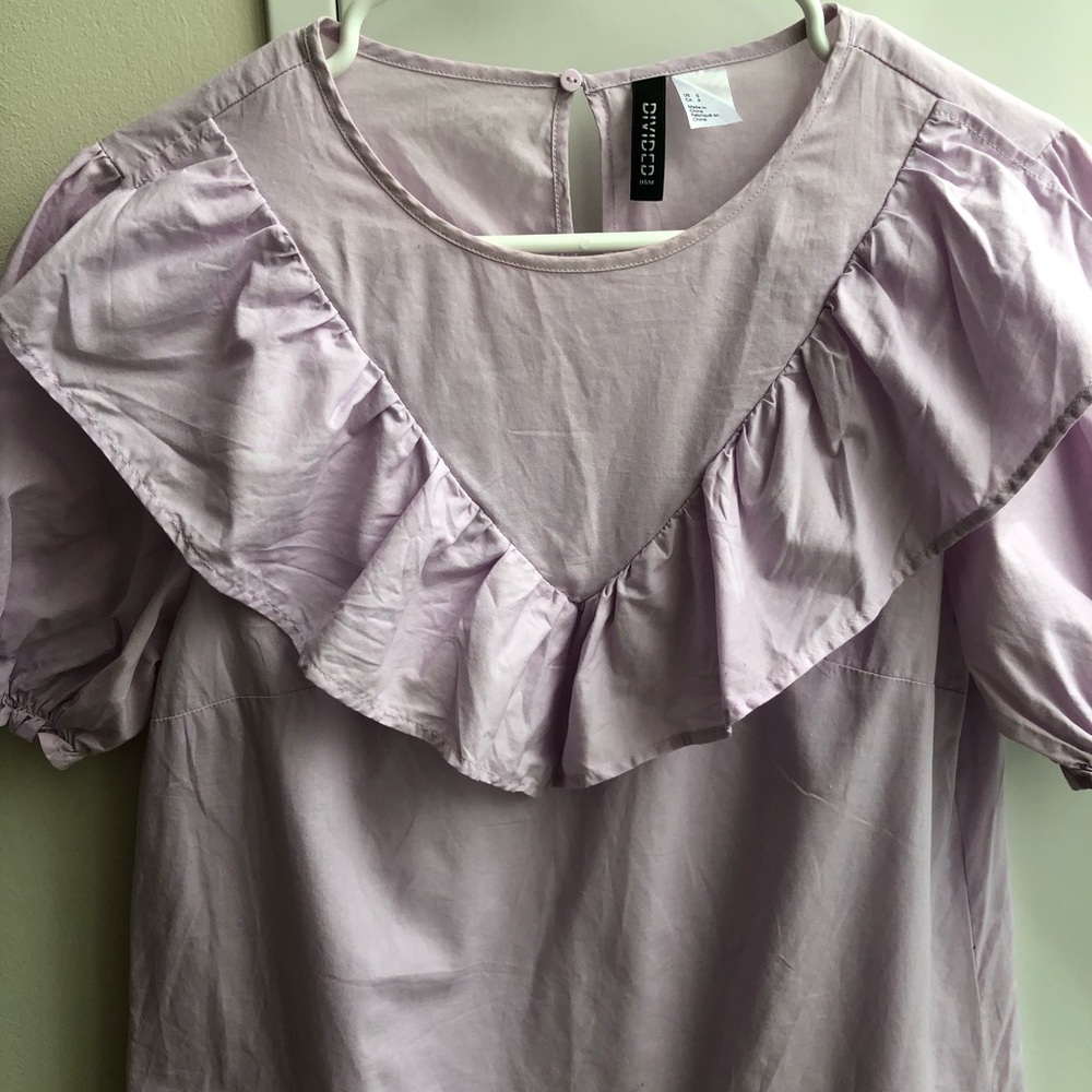 Cotton lilac babydoll ruffle dress - Picture 2 of 7